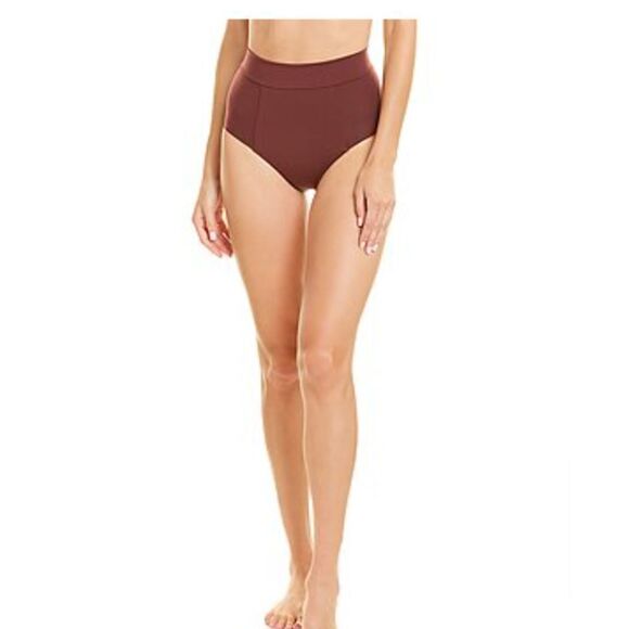 Vitamin A Womens Elena High Waisted Bikini Bottom Bathing Suit Swim Burgundy 14 - Picture 2 of 12